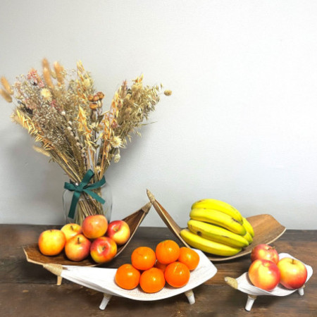 Ensemble de bols à fruits en feuille de coco - Blanchi à la chaux