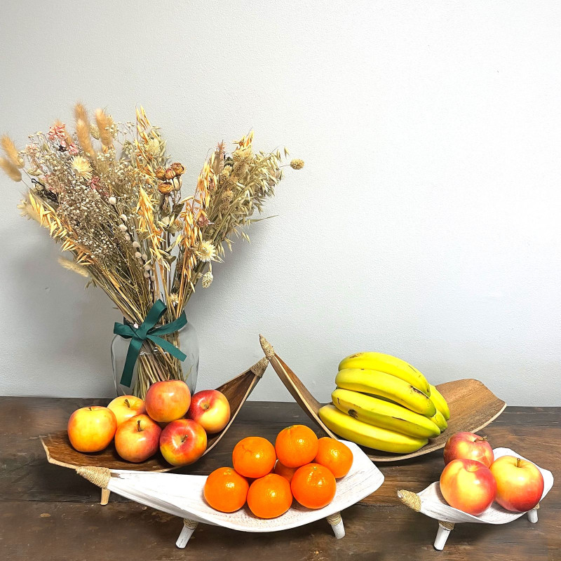Ensemble de bols à fruits en feuille de coco - Blanchi à la chaux