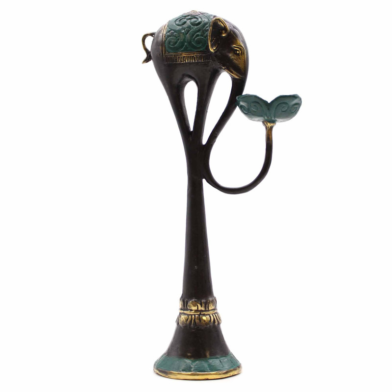 Grand porte-bougie/encens en forme d'éléphant artistique