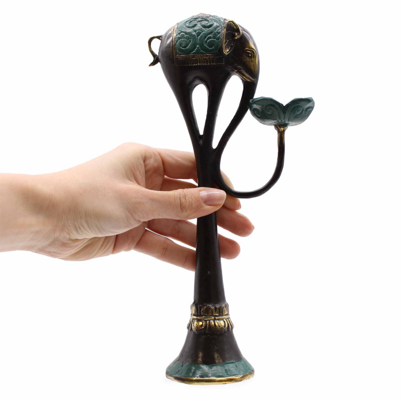 Grand porte-bougie/encens en forme d'éléphant artistique