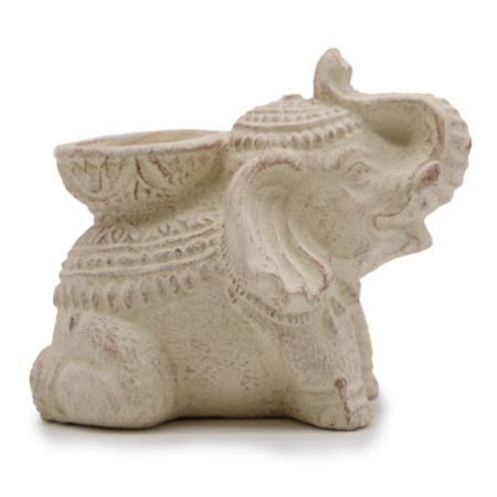 Porte-encens et bougie éléphant (crème)