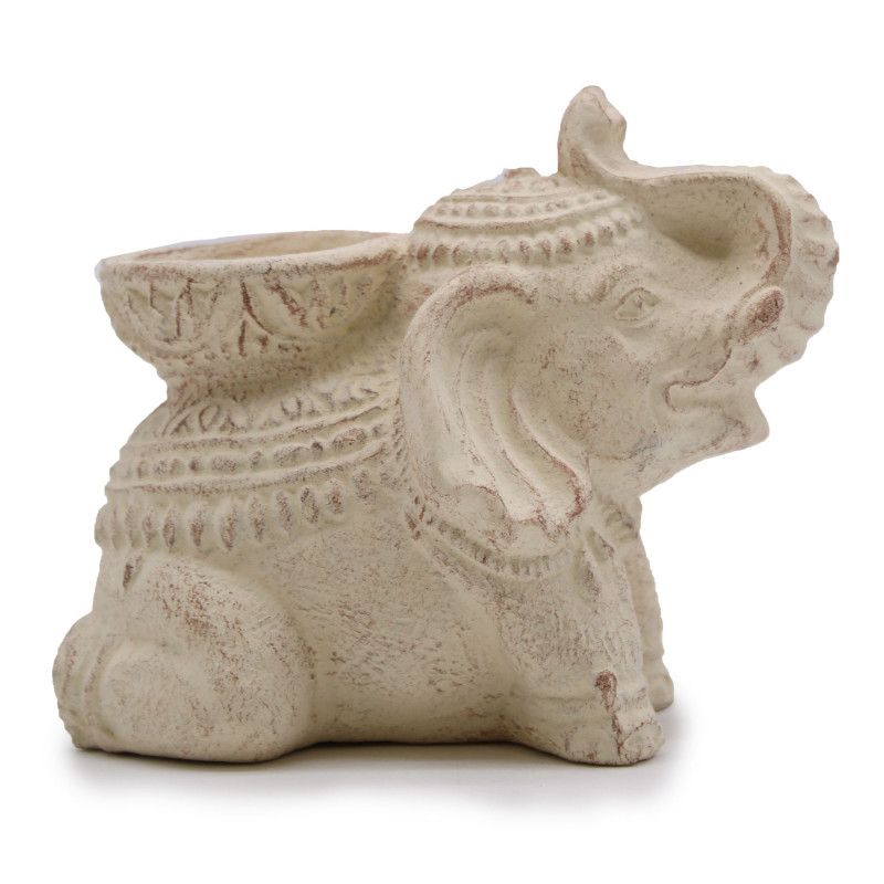 Porte-encens et bougie éléphant (crème)