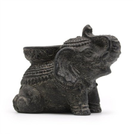 Porte-encens et bougeoir éléphant (noir antique)