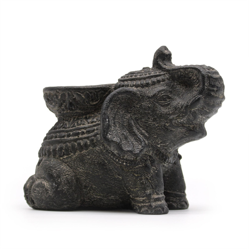 Porte-encens et bougeoir éléphant (noir antique)