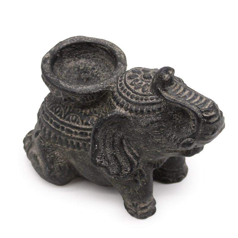Porte-encens et bougeoir éléphant (noir antique)