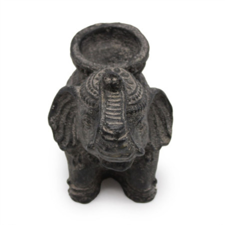 Porte-encens et bougeoir éléphant (noir antique)