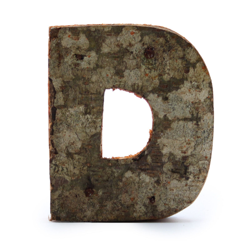 Lettre en écorce rustique - « D » - 7 cm