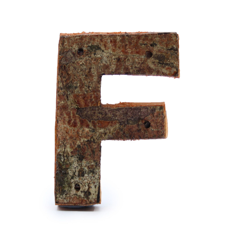Lettre en écorce rustique - « E » - 7 cm