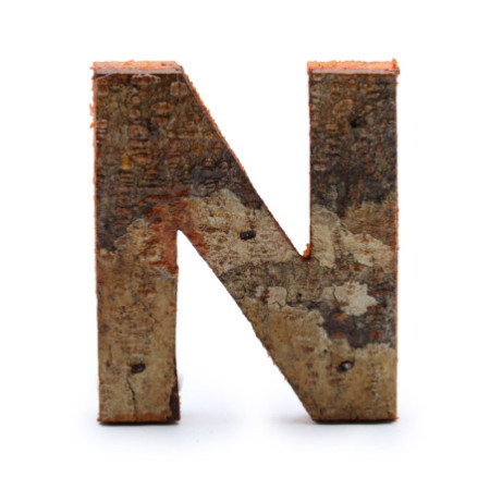 Lettre en écorce rustique - "N" - 7 cm
