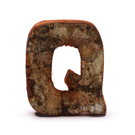 Lettre en écorce rustique - "Q" - 7 cm