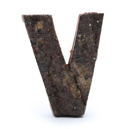 Lettre en écorce rustique - "V" - 7 cm