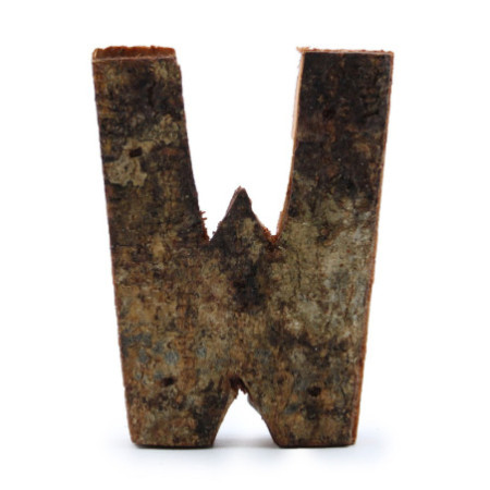 Lettre en écorce rustique - "W" - 7 cm