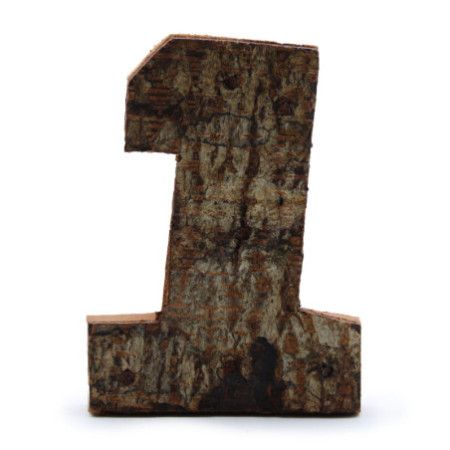 Numéro d'écorce rustique - "1" - 7 cm