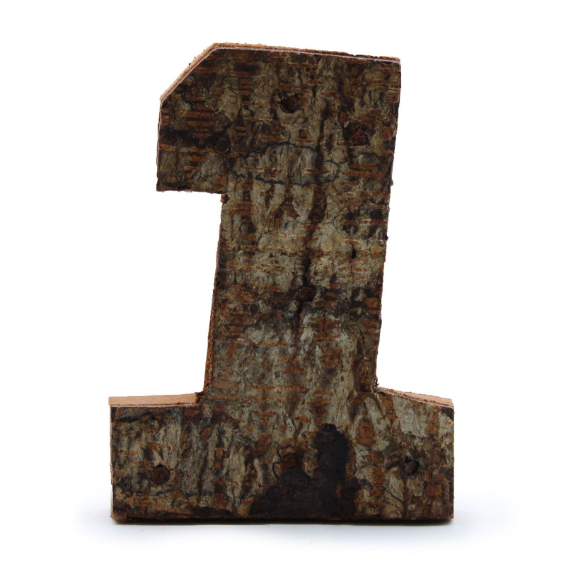 Numéro d'écorce rustique - "1" - 7 cm