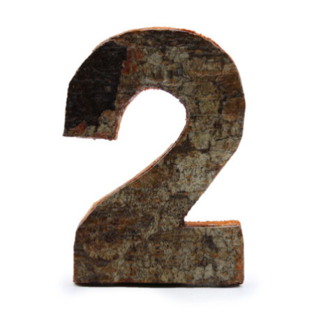 Numéro d'écorce rustique - "2" - 7 cm