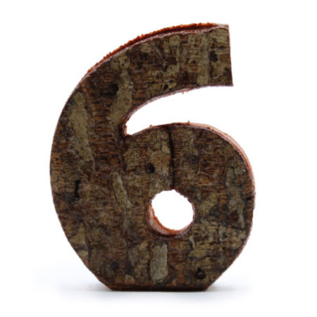 Numéro d'écorce rustique - "6" - 7 cm