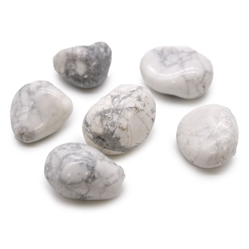 Sachet de 6 grandes pierres roulées africaines - Howlite blanche - Magnésite