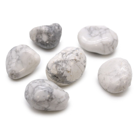 Sachet de 6 grandes pierres roulées africaines - Howlite blanche - Magnésite