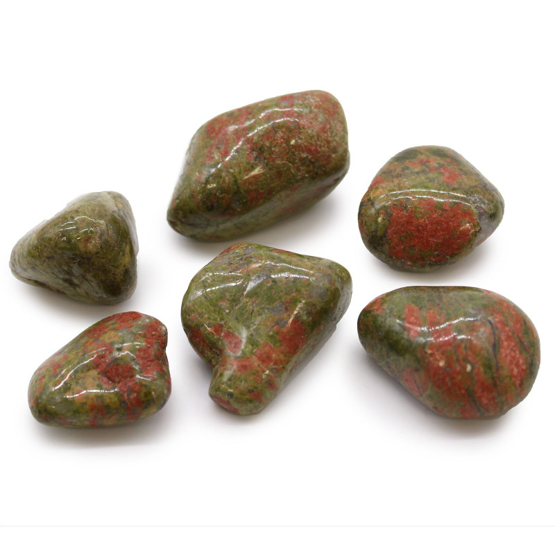 Sachet de 6 grandes pierres roulées africaines - Unakite