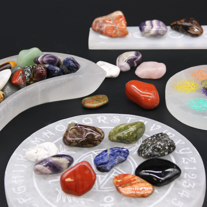 Sachet de 12 pierres roulées africaines moyennes et Agate grise et Botswana