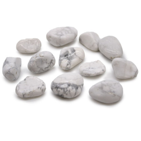 Sachet de 12 pierres roulées africaines moyennes - Howlite blanche - Magnésite