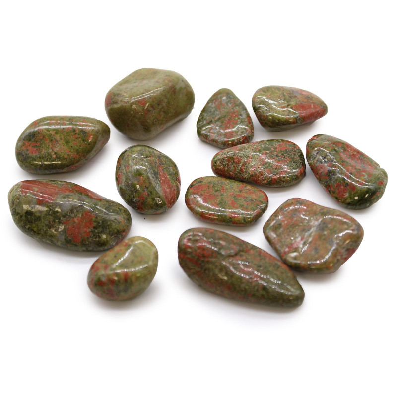 Sachet de 12 pierres roulées africaines moyennes - Unakite