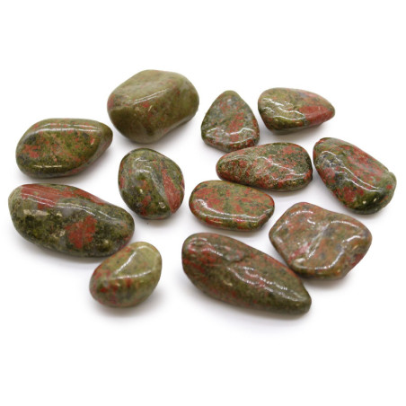 Sachet de 12 pierres roulées africaines moyennes - Unakite