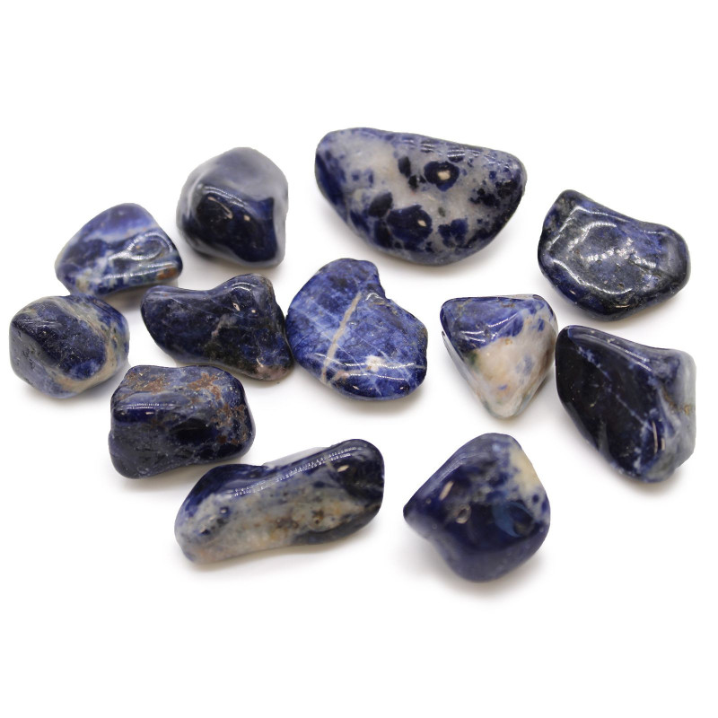 Sachet de 12 pierres roulées africaines moyennes - Sodalite - Bleu pur