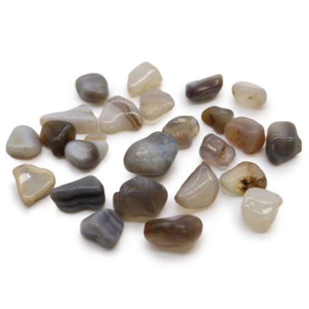 Sachet de 24 petites pierres roulées africaines et Agate grise et Botswana