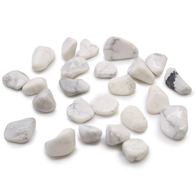 Sachet de 24 petites pierres roulées africaines - Howlite blanche - Magnésite