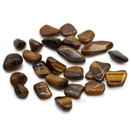 Sachet de 24 petites pierres roulées africaines - œil de tigre - Doré