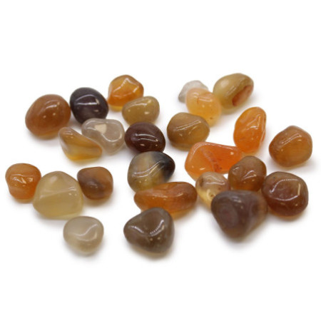 Sachet de 24 petites pierres roulées africaines - Agate cornaline - Mozambique