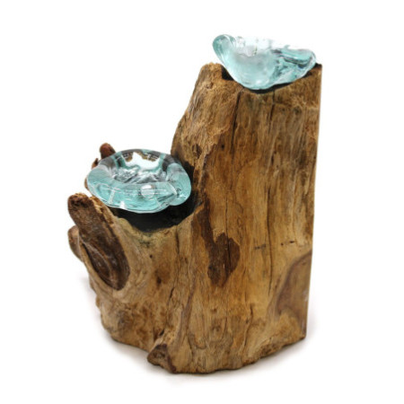 Bougeoir double en verre Molton sur bois