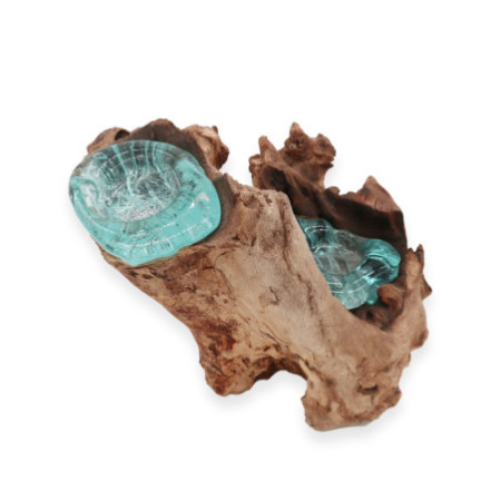 Bougeoir double en verre Molton sur bois