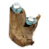 Bougeoir double en verre Molton sur bois
