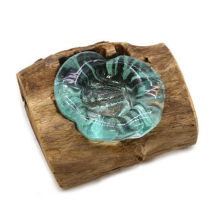 Bougeoir simple en verre Molton sur bois