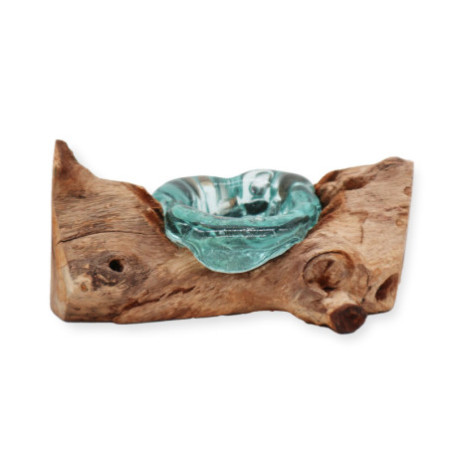 Bougeoir simple en verre Molton sur bois