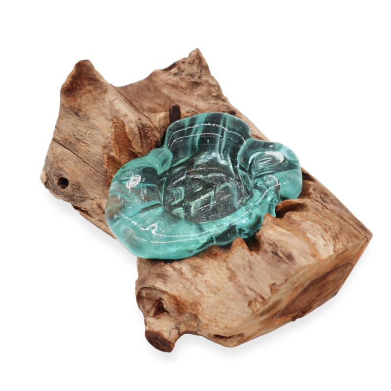 Bougeoir simple en verre Molton sur bois