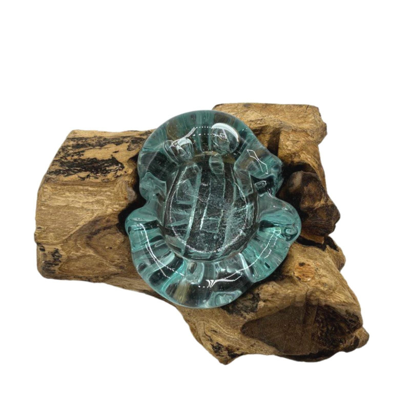 Bougeoir simple en verre Molton sur bois
