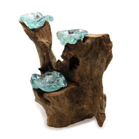 Bougeoir triple en verre Molton sur bois