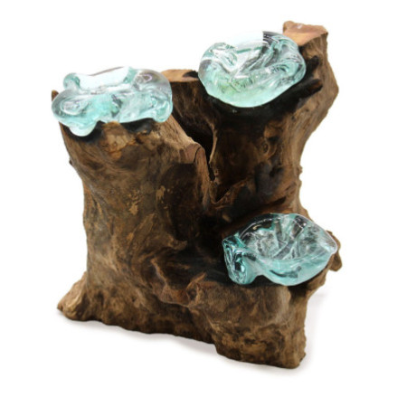 Bougeoir triple en verre Molton sur bois