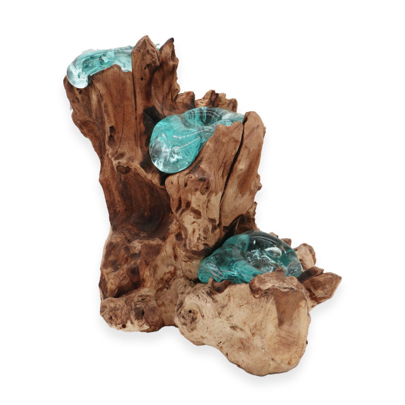 Bougeoir triple en verre Molton sur bois