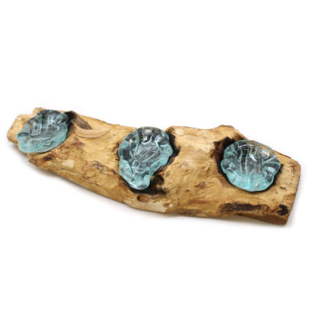 Bougeoir triple plat en verre Molton sur bois