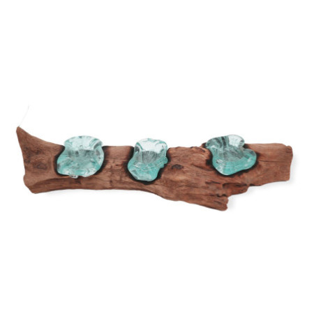 Bougeoir triple plat en verre Molton sur bois