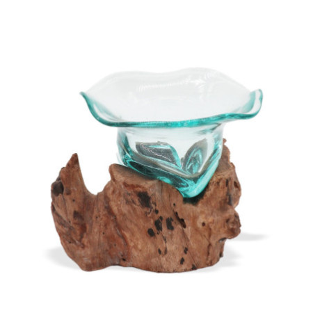 Bol à bonbons fantaisie en verre Molton sur bois
