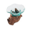 Bol à bonbons fantaisie en verre Molton sur bois
