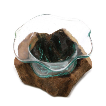 Bol à bonbons fantaisie en verre Molton sur bois