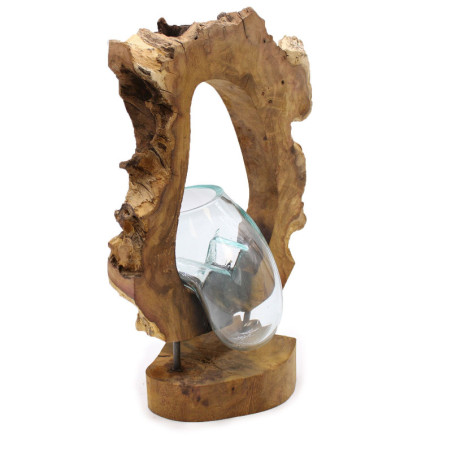 Vase d'art suspendu en verre Molton sur bois