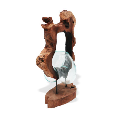 Vase d'art suspendu en verre Molton sur bois