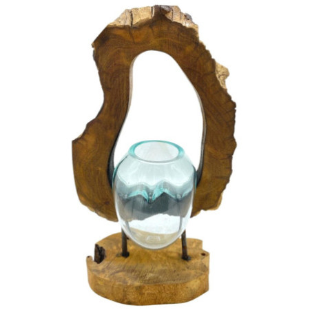 Vase d'art suspendu en verre Molton sur bois